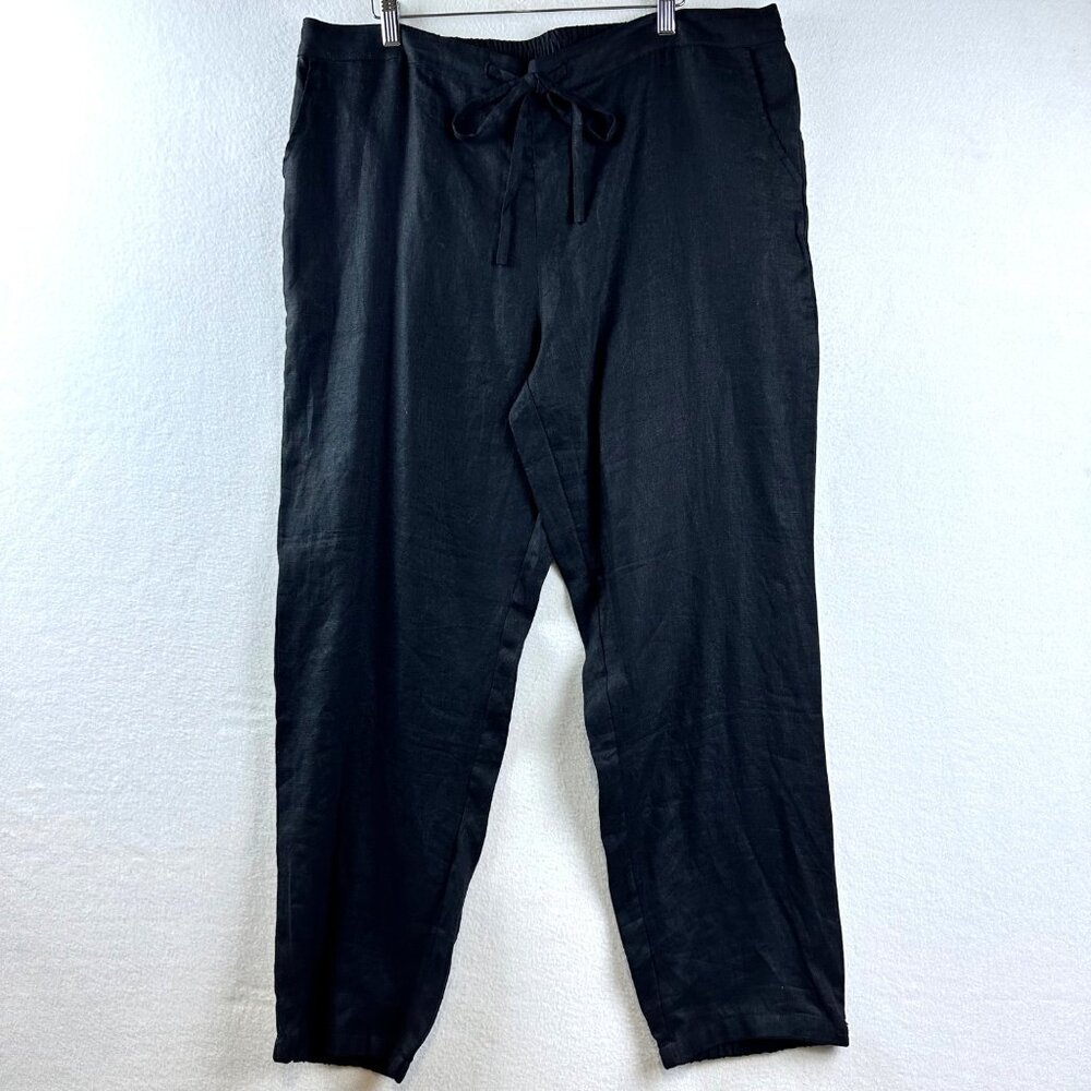 IXIMO Womens Black Pants Size XXL Linen Barrel Tapered Lagenlook Boho Baggy